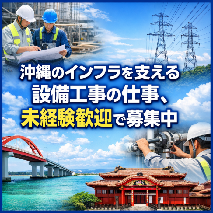 沖縄のインフラを支える設備工事の仕事、未経験歓迎で募集中
